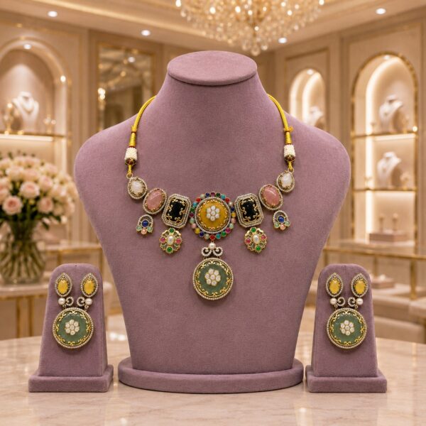 STATEMENT MULTICOLOR NECKLACE SET