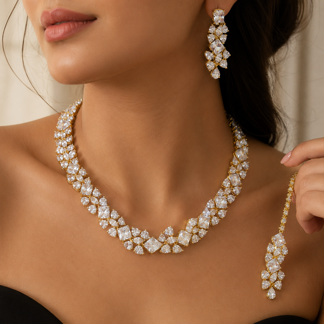 American Diamond Party Wear Necklace Set Manufacturer Mumbai