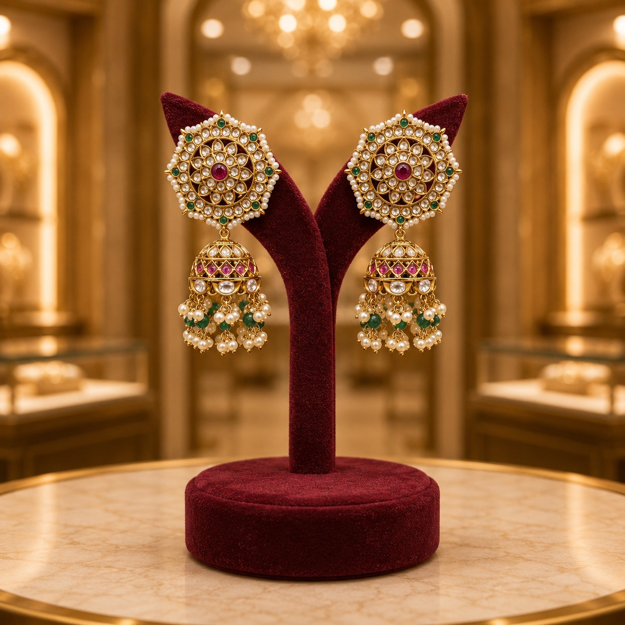 Designer Kundan Indian Jhumki Earrings Manufacturer India