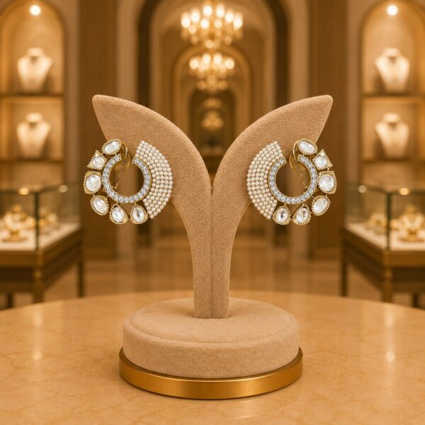 Moissanite Pearl Tops Earrings Manufacturer India