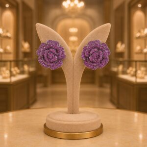 Nano Setting CZ Rose Earrings Manufacturer India