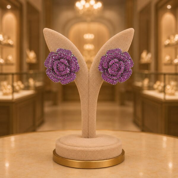 Nano Setting CZ Rose Earrings Manufacturer India