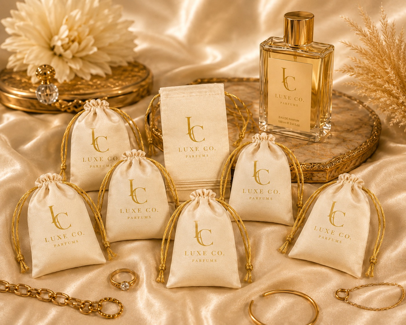 Premium Satin Potli Bags with Custom Logo Printing